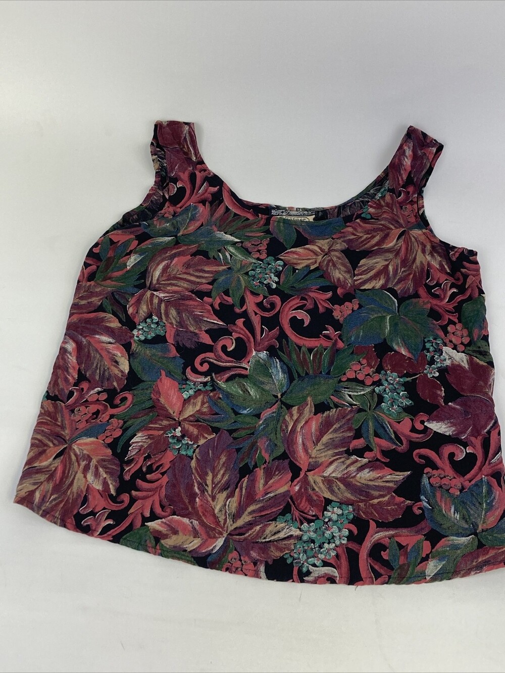 VTG 80s 90s Shirt Womens Small Sleeveless Shell Tank Goth Emo Floral USA Blouse